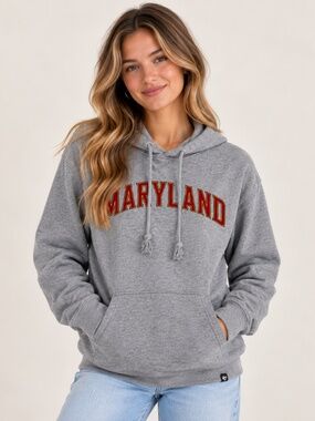 '47 Brand University of Maryland Gray Pullover Hoodie Sweatshirt, size Large